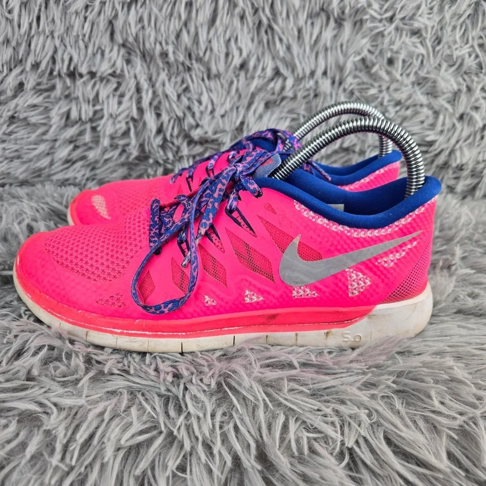 Nike‎ Free 5.0 Running Shoes Kids 6Y Pink Blue 644446-601 Lightweight Athletic - Picture 6 of 9
